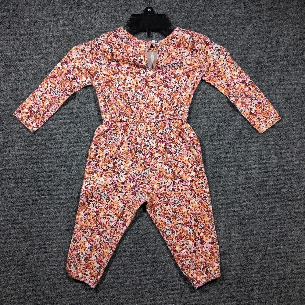 Old Navy Girls 2T Multifloral Long Sleeve‎ Everyday Cotton Jumpsuit 765408-02